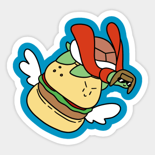 Pilot Turtle Riding a Hamburger Sticker